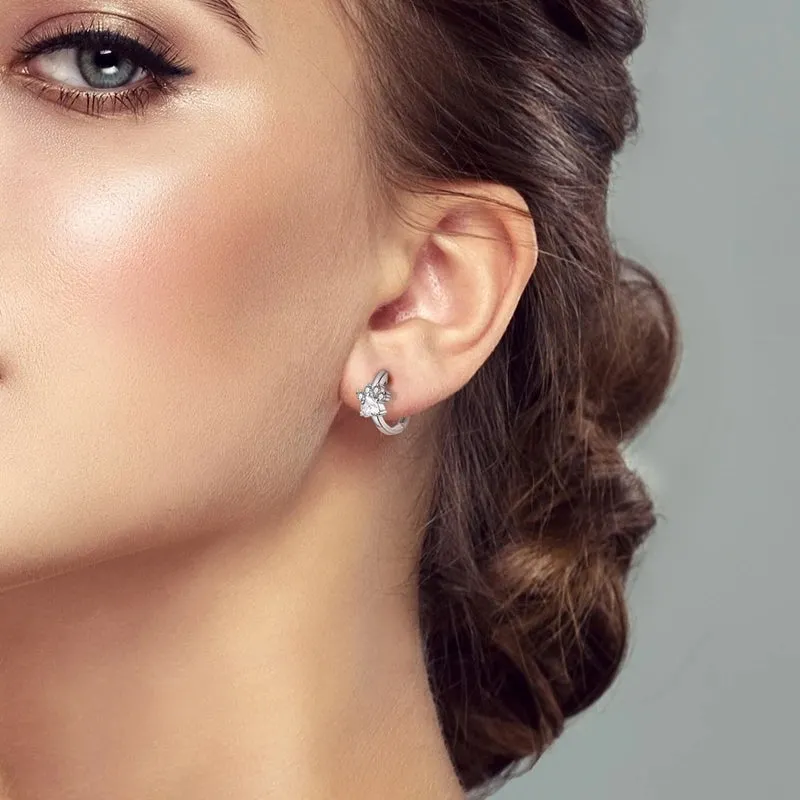 925 Sterling Silver Paw Print Hoop Earrings For Women Fine Jewelry