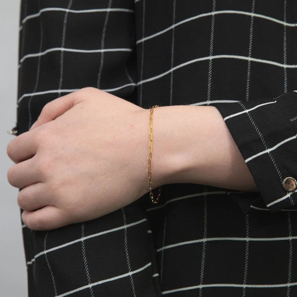 9ct Yellow Gold Small Paperclip 18.4cm Bracelet