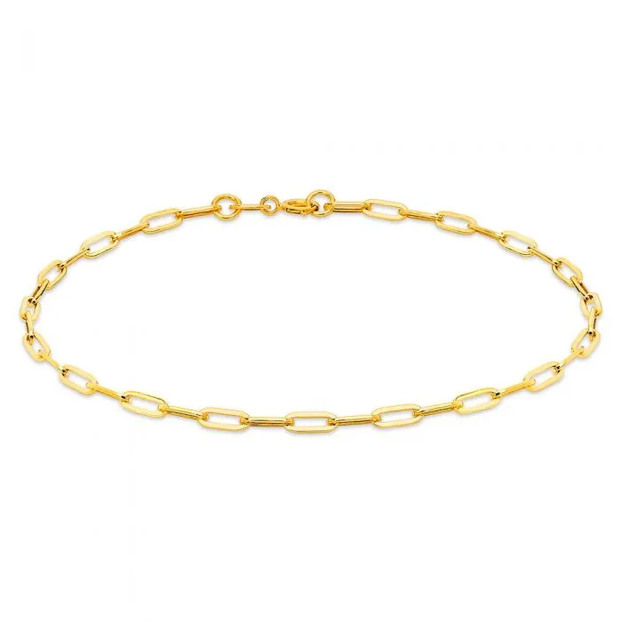 9ct Yellow Gold Small Paperclip 18.4cm Bracelet
