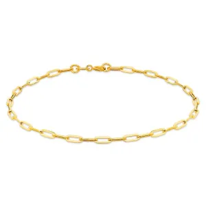9ct Yellow Gold Small Paperclip 18.4cm Bracelet