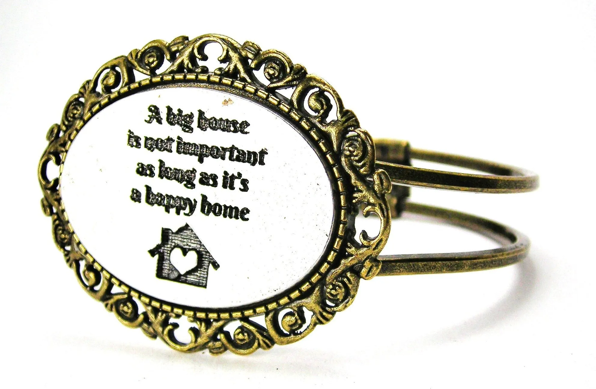 A Big House is Not Important as Long as it's a Happy Home Bronze Victorian Multi Media Hinged Bangles