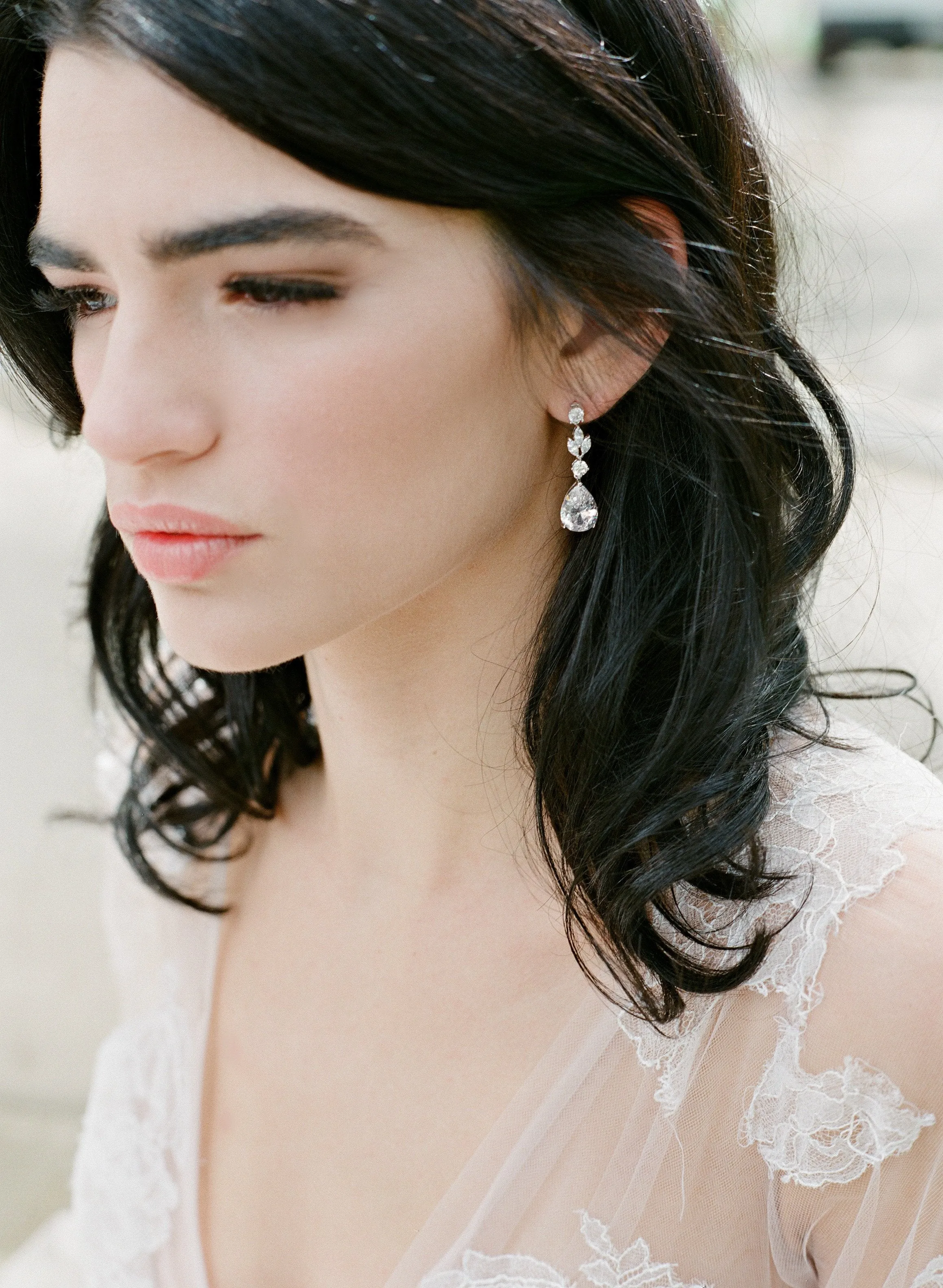 ADELIE Simulated Diamond Necklace and Earrings Set
