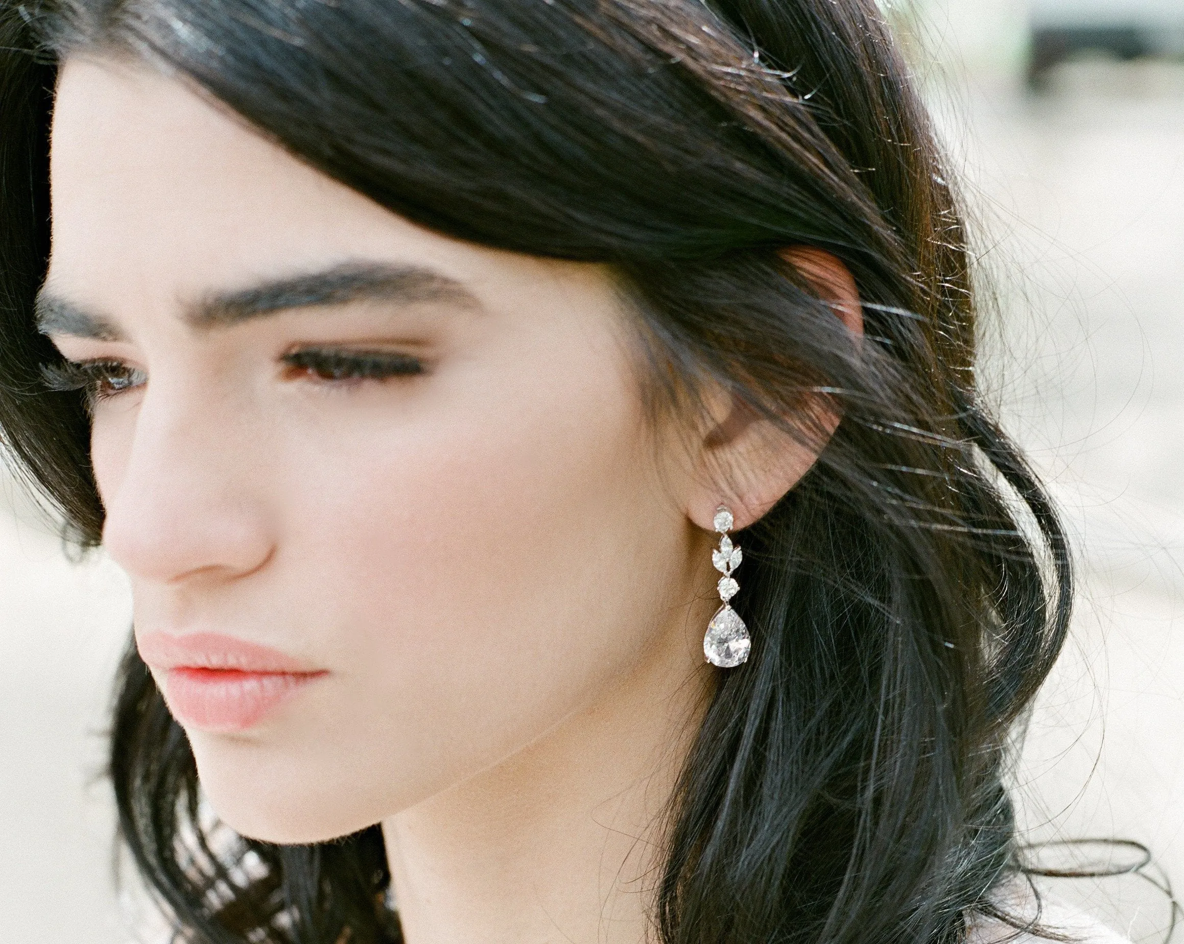ADELIE Simulated Diamond Necklace and Earrings Set