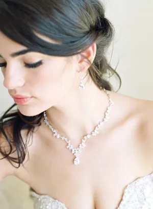 ADELIE Simulated Diamond Necklace and Earrings Set