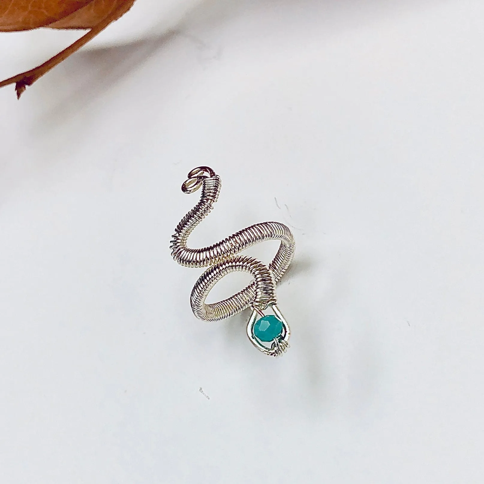 Adjustable silver snake ring