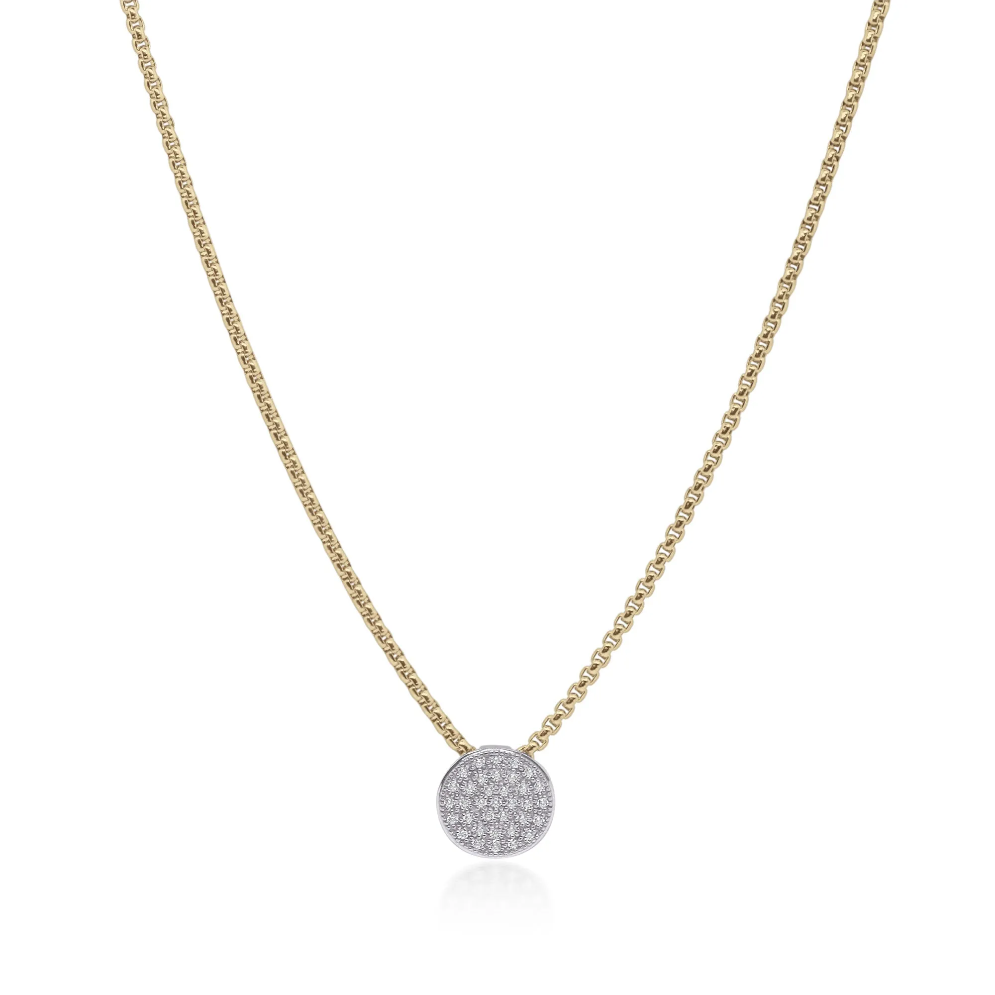 ALOR 1/4ctw Diamond White Gold and Yellow Stainless Steel Chain Taking Shapes Disc Necklace