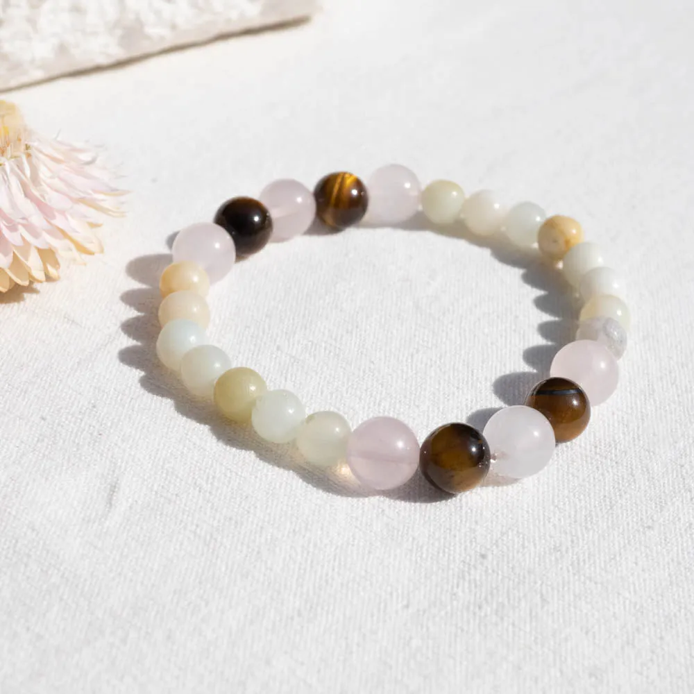 Amazonite, Tiger's Eye   Rose Quartz Bracelet | Balance   Protection