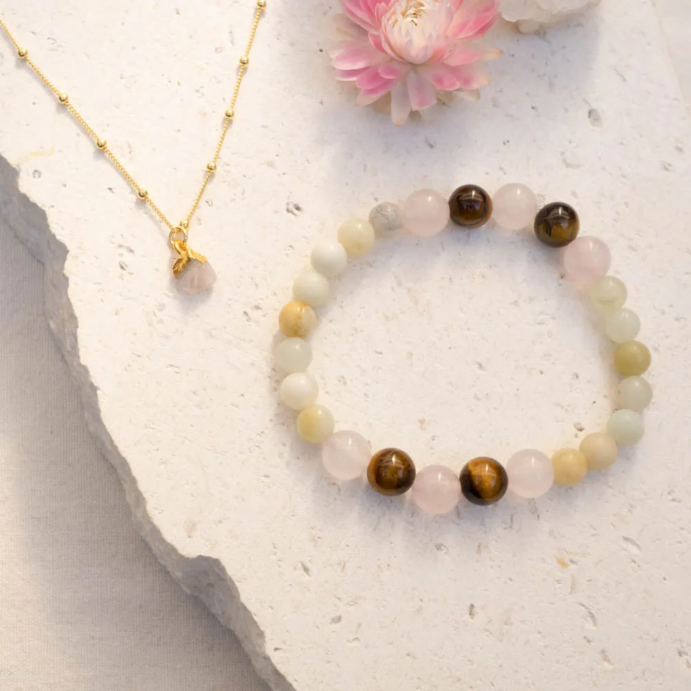 Amazonite, Tiger's Eye   Rose Quartz Bracelet | Balance   Protection