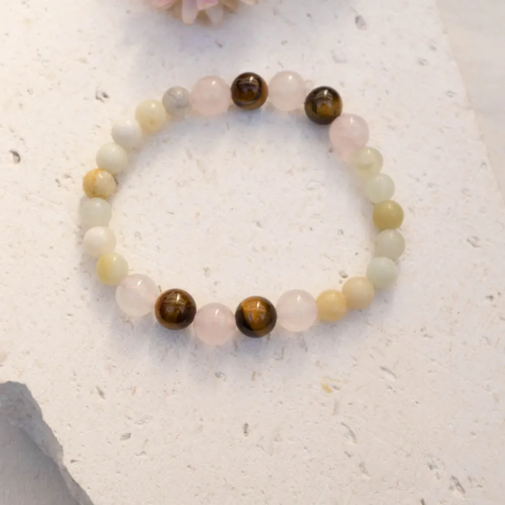 Amazonite, Tiger's Eye   Rose Quartz Bracelet | Balance   Protection