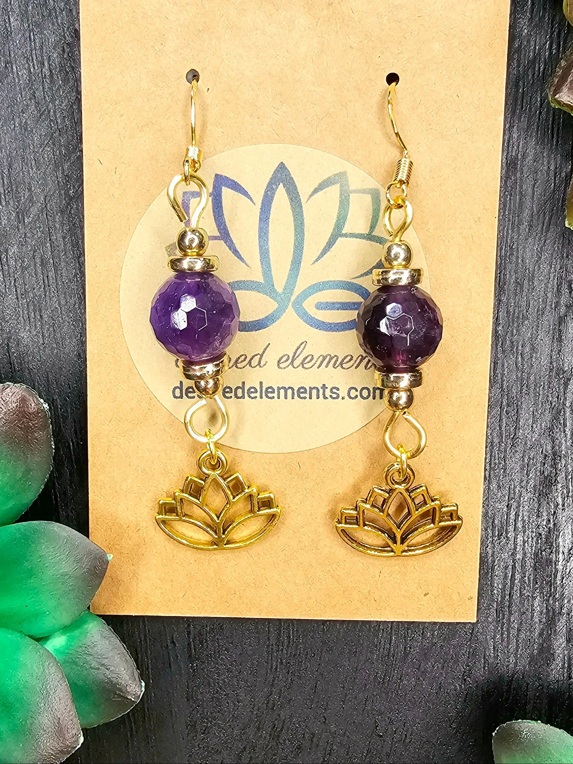 Amethyst Lotus Earrings