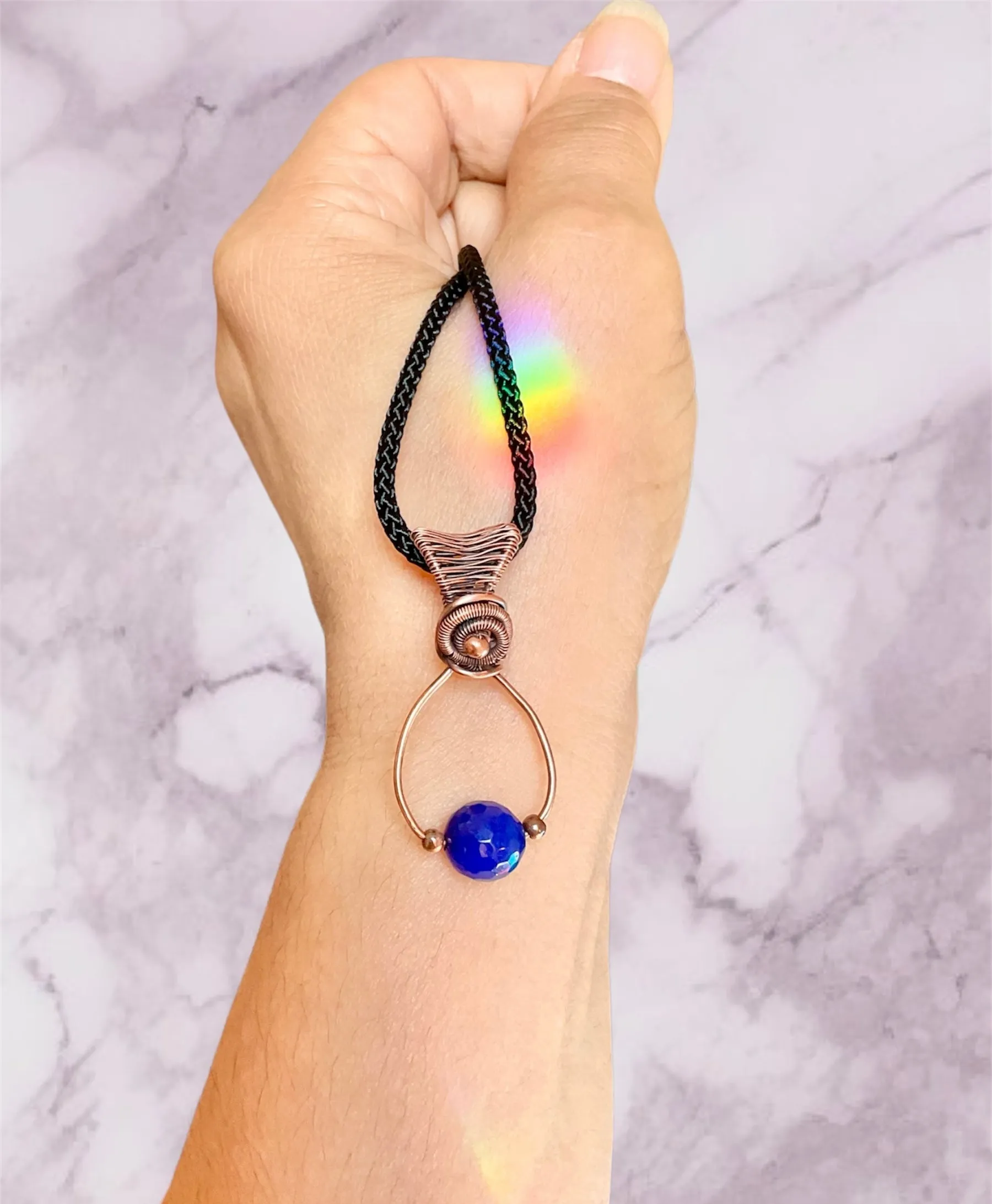 Amethyst, Obsidian and Sapphire Mini Fidget Pendants