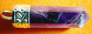 Amethyst pencil shaped pendant with Sterling silver cap