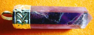 Amethyst pencil shaped pendant with Sterling silver cap
