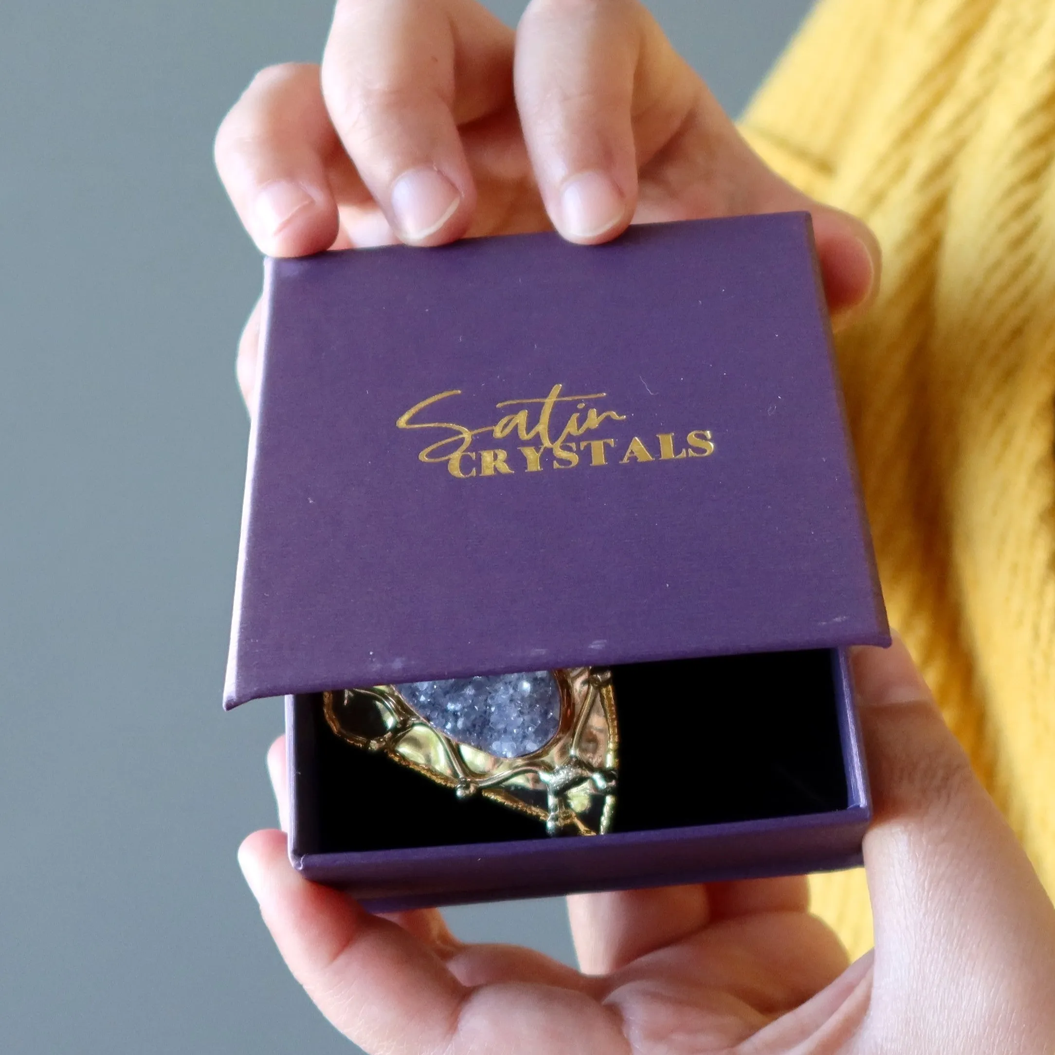 Amethyst Pendant Meaning of Life Gold Leaf Druzy Crystal