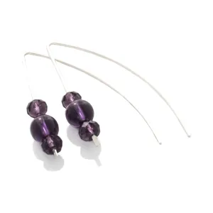 Amethyst "Slipper" Earrings with crystals and hang on Argentium Silver