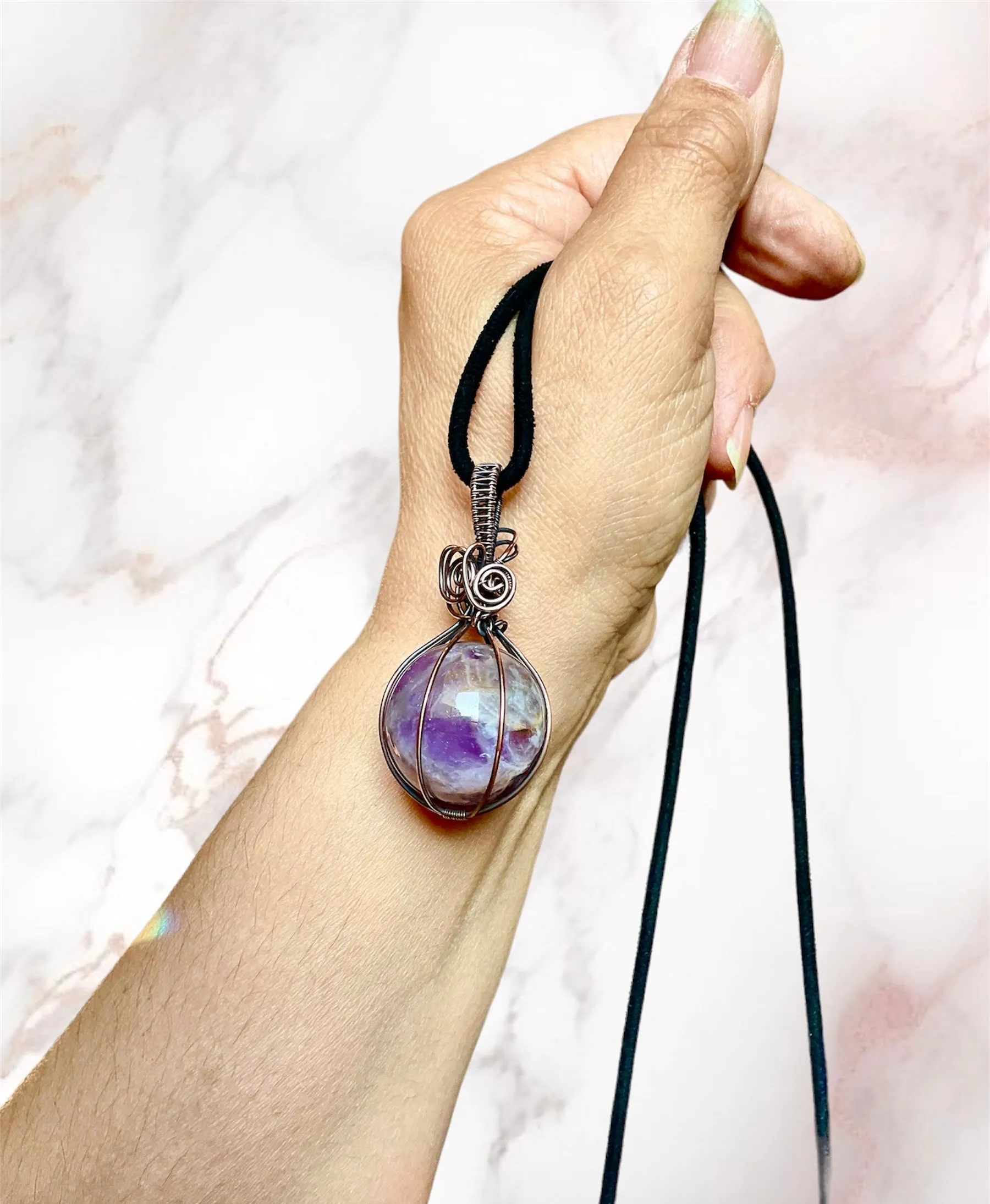 Amethyst Sphere Pendants