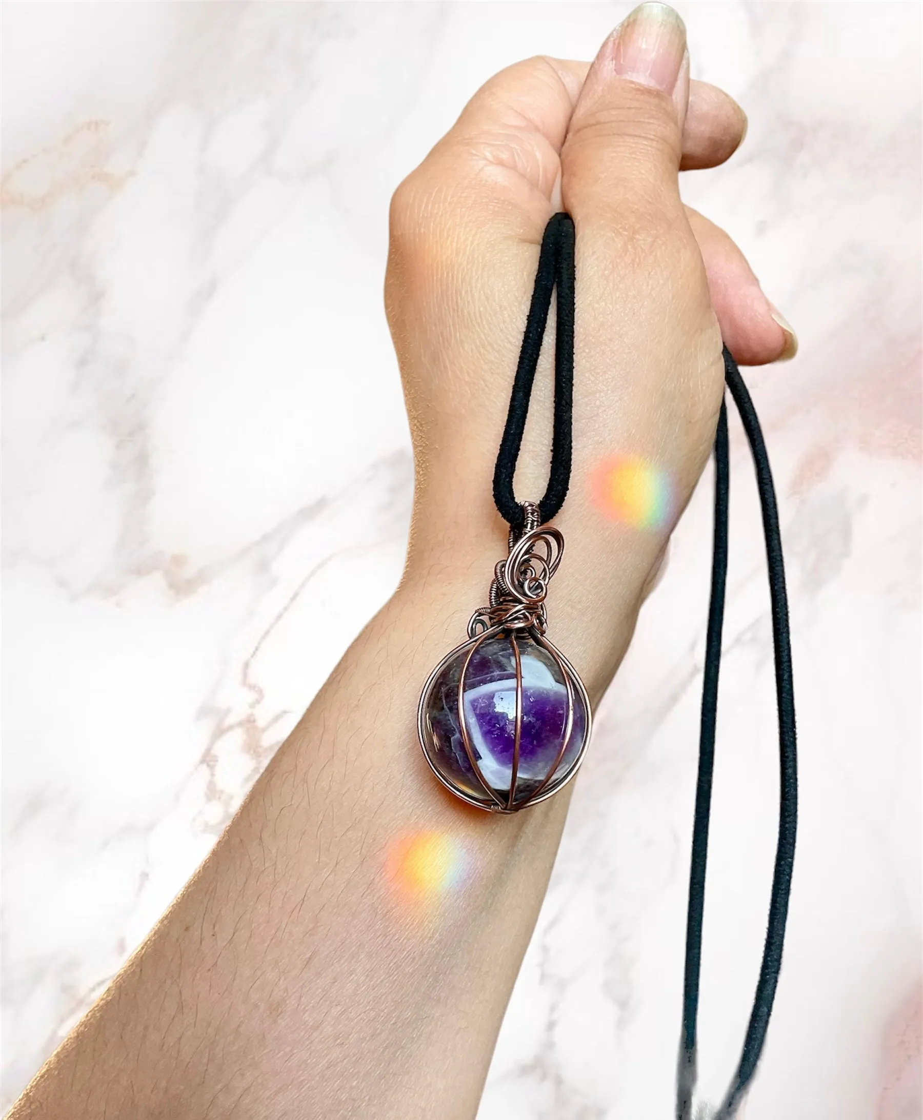 Amethyst Sphere Pendants