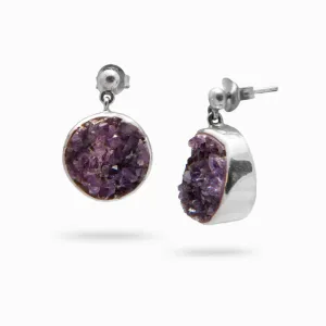 Amethyst Stud Drop Earrings