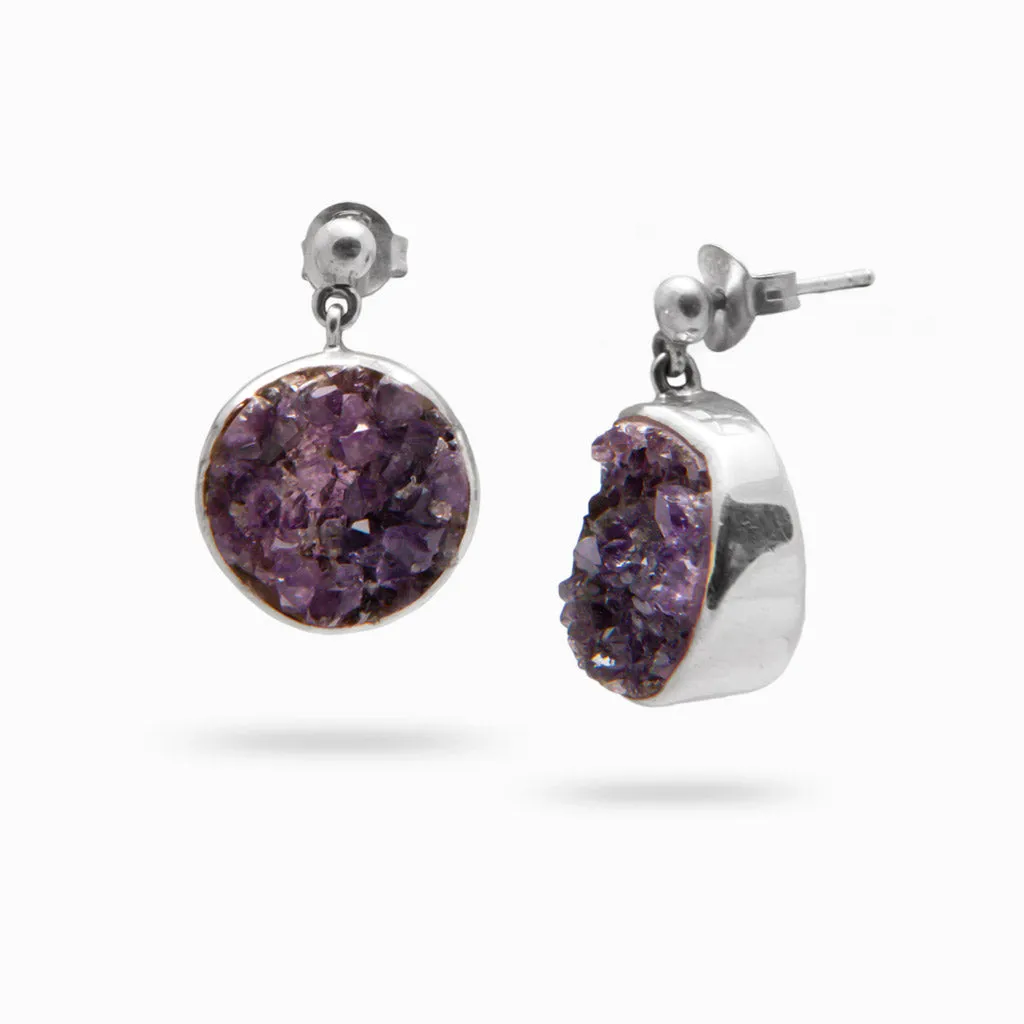 Amethyst Stud Drop Earrings