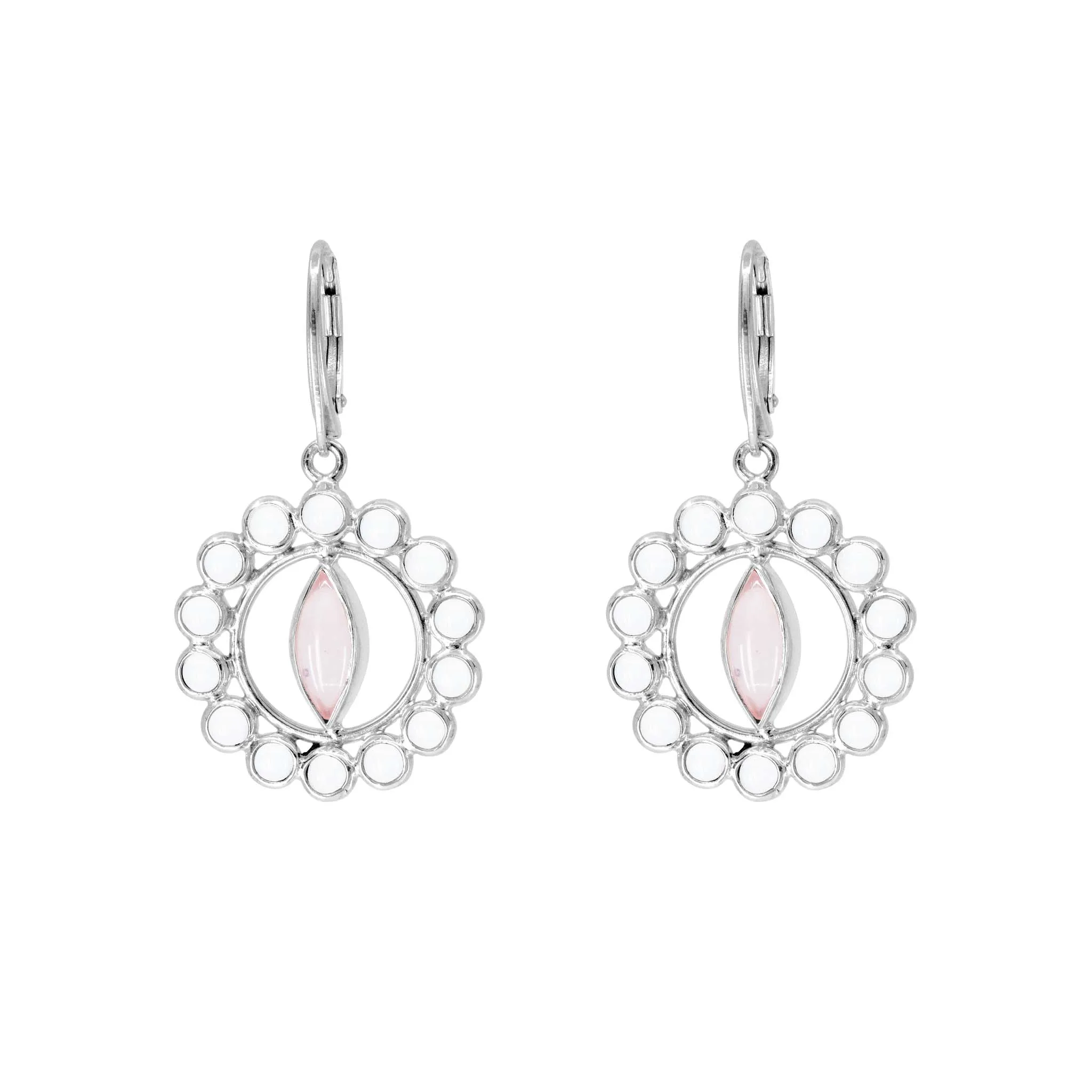 Anima Earhooks – Sterling Silver with Crystal & Rose Quartz