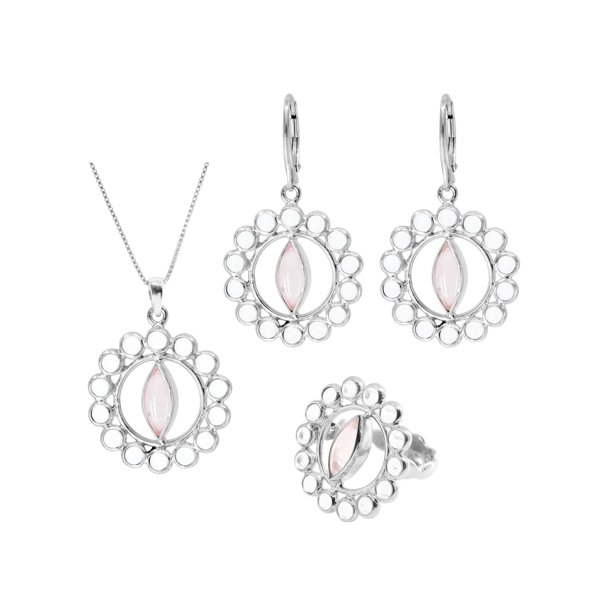 Anima Earhooks – Sterling Silver with Crystal & Rose Quartz