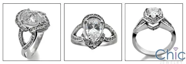 Anniversary 1.5 Pear Center Pave Cubic Zirconia Cz Ring