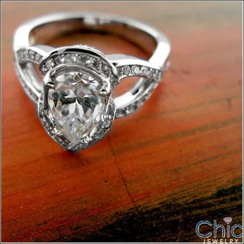 Anniversary 1.5 Pear Center Pave Cubic Zirconia Cz Ring