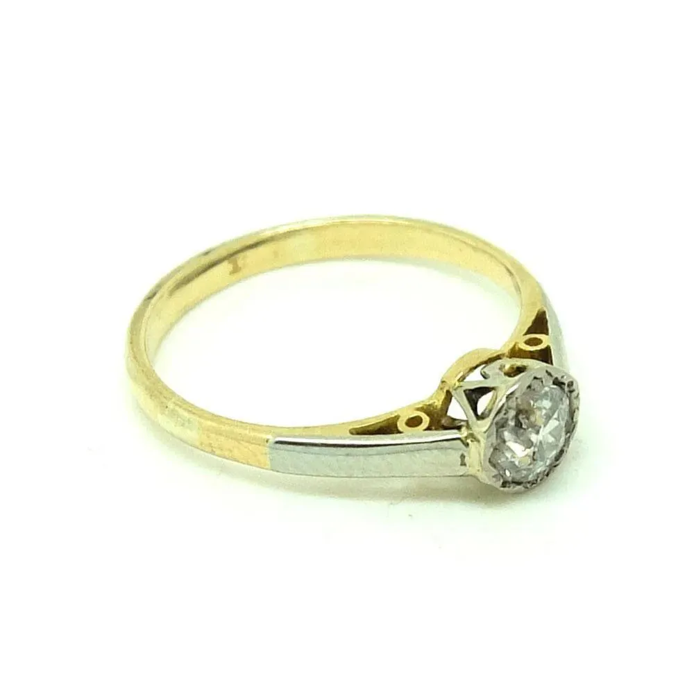 Antique Victorian 33pt Solitaire Diamond 18ct Gold Ring