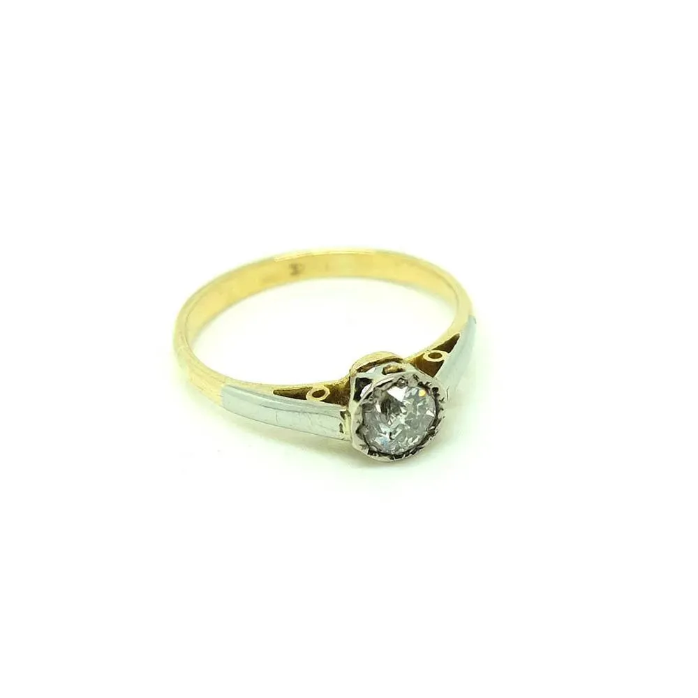 Antique Victorian 33pt Solitaire Diamond 18ct Gold Ring