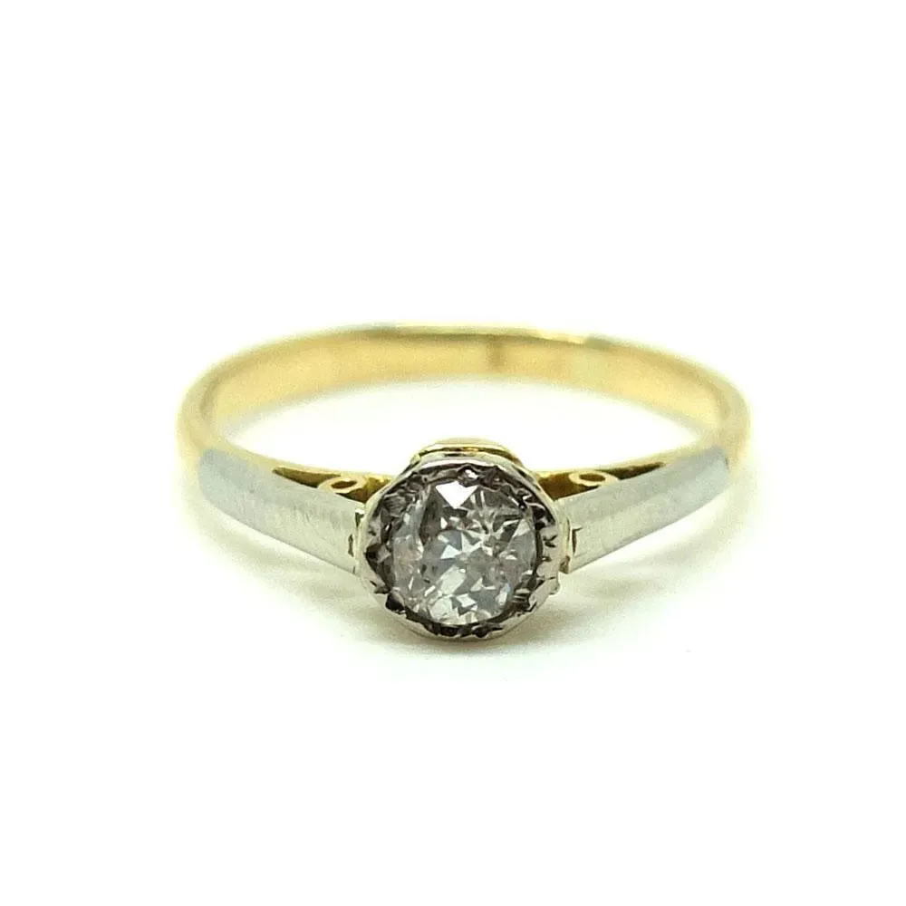Antique Victorian 33pt Solitaire Diamond 18ct Gold Ring