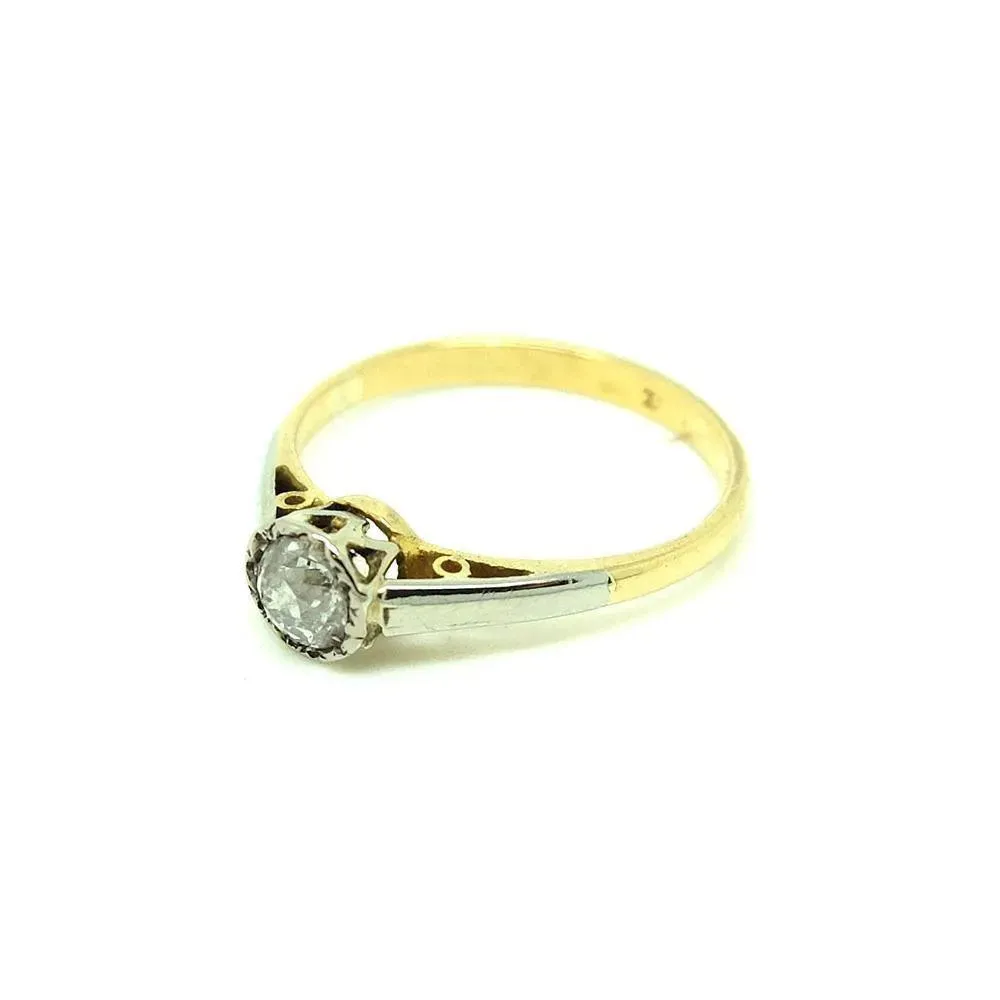 Antique Victorian 33pt Solitaire Diamond 18ct Gold Ring