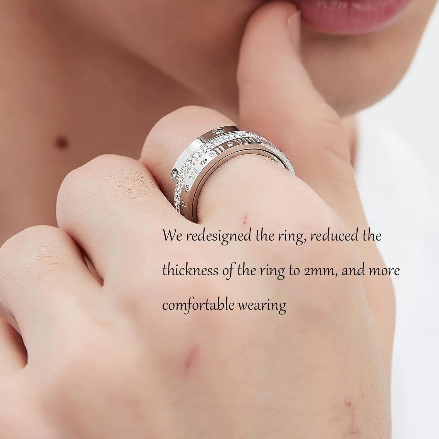 Anxiety Fidget Ring Love Friendship Gold Rings for Women 14K Gold Plated Titanium Steel Dainty Cubic Zirconia Rings Stacking Bands 3 In 1 Spinner Rings for Men Valentines Day Mother's Day Christmas Day Best Gifts