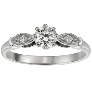 Art Deco Style Diamond Ring with Curved Diamond-Set Shoulders in Platinum