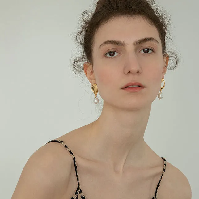 Asymmetrical Baroque Pearl Earrings