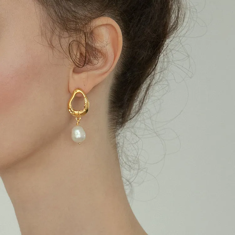 Asymmetrical Baroque Pearl Earrings