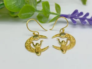 Authentic Moldavite 18ct Gold Vermeil Earring