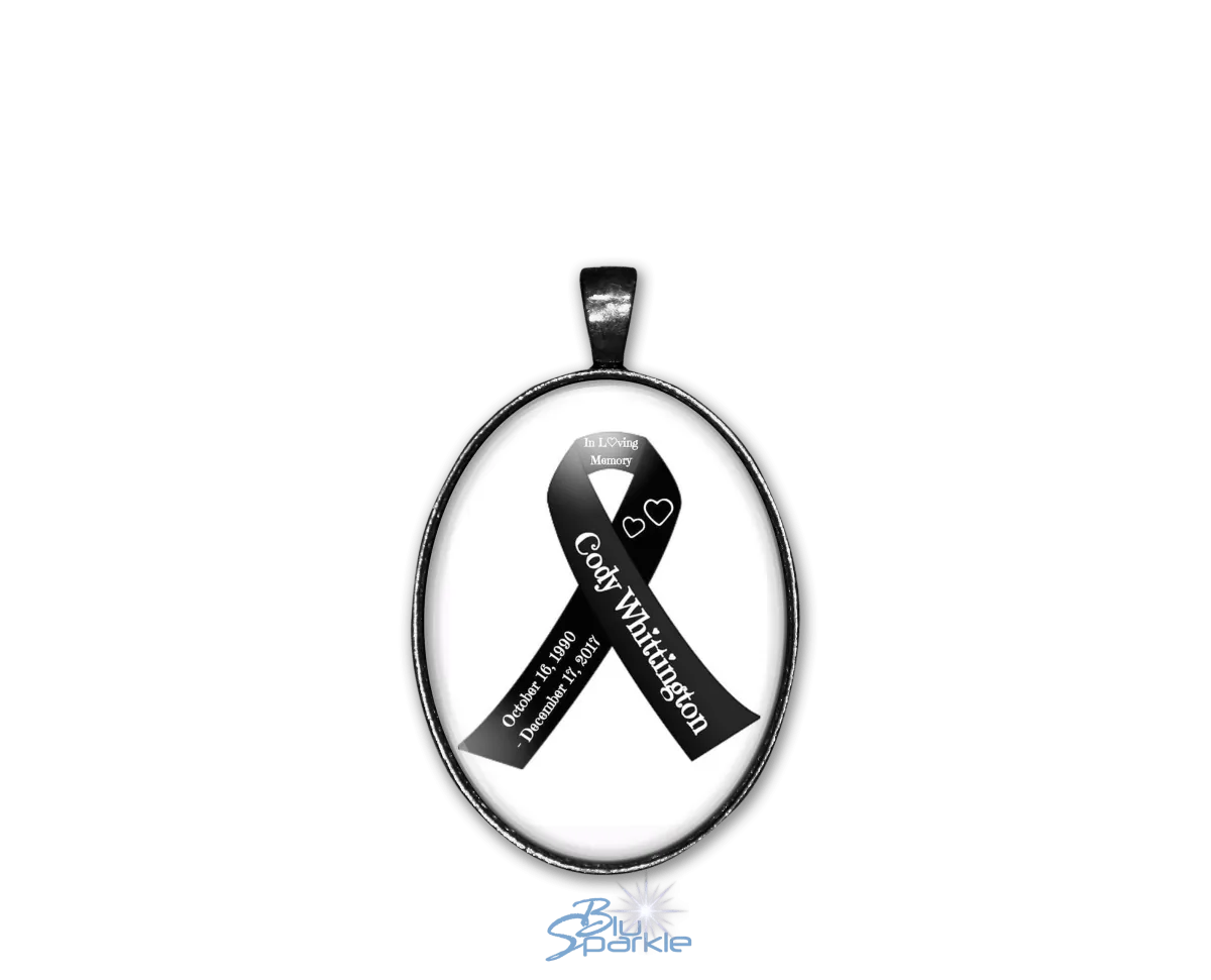 Awareness Ribbon - Personalized Oval Pendants