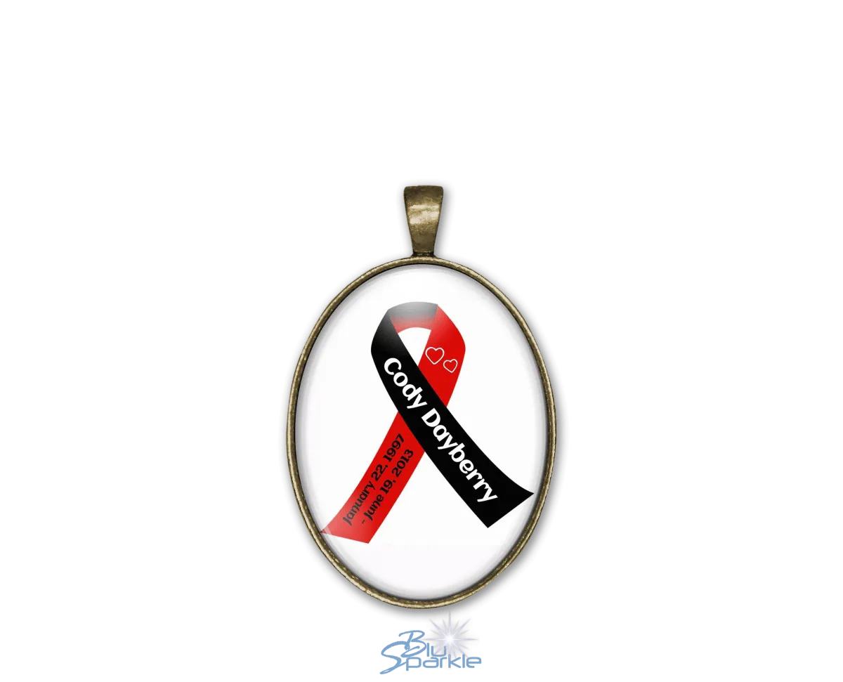 Awareness Ribbon - Personalized Oval Pendants