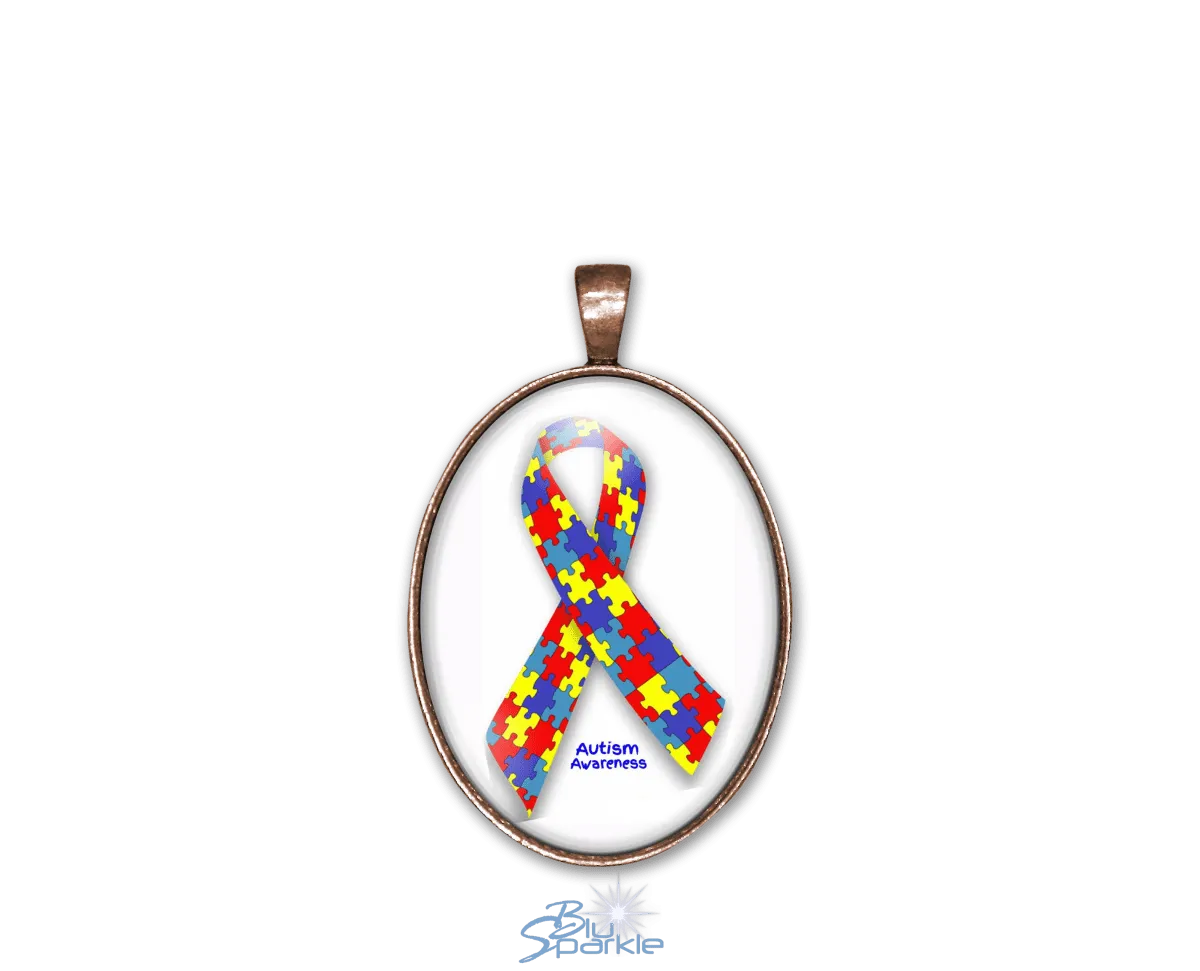 Awareness Ribbon - Personalized Oval Pendants