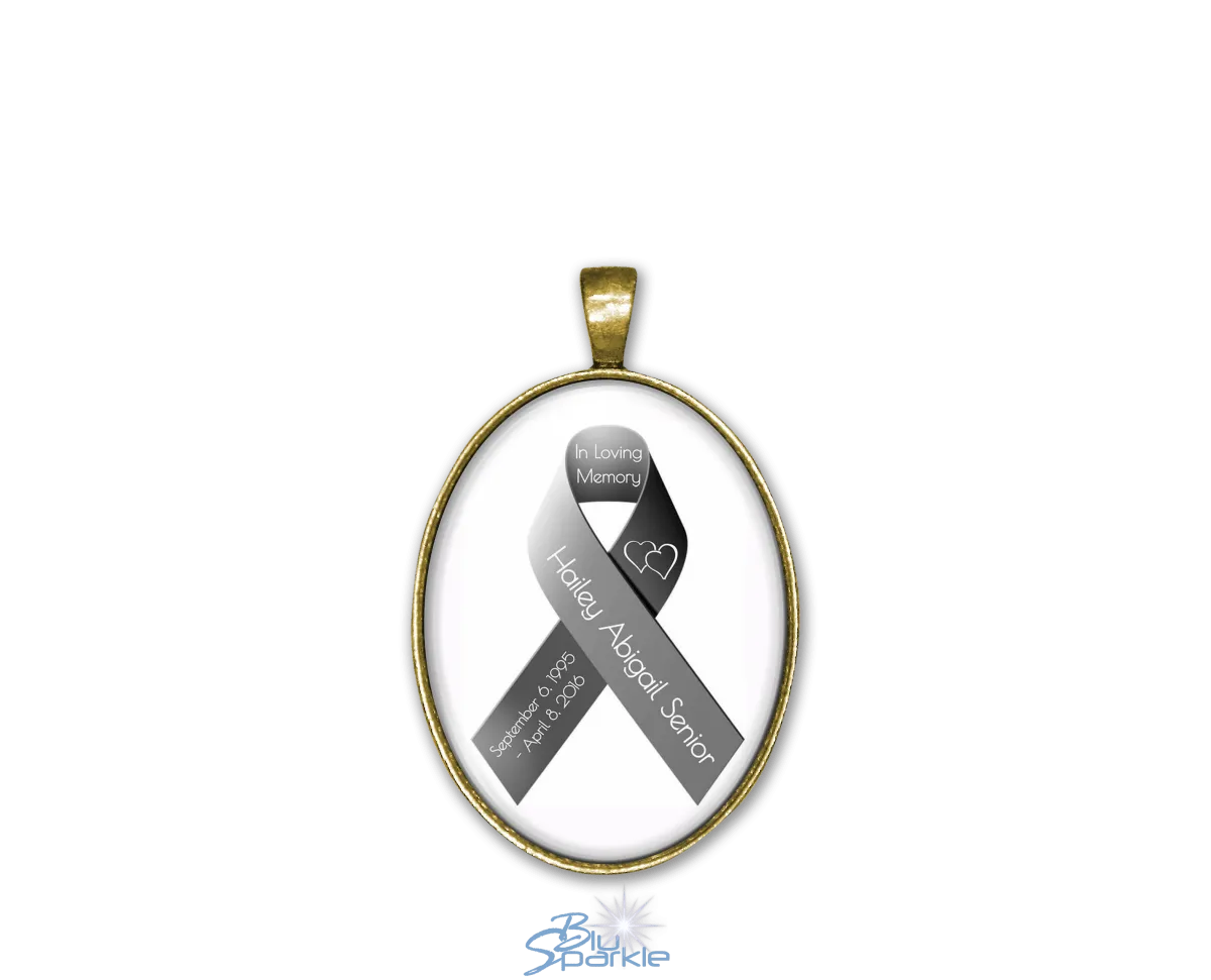 Awareness Ribbon - Personalized Oval Pendants