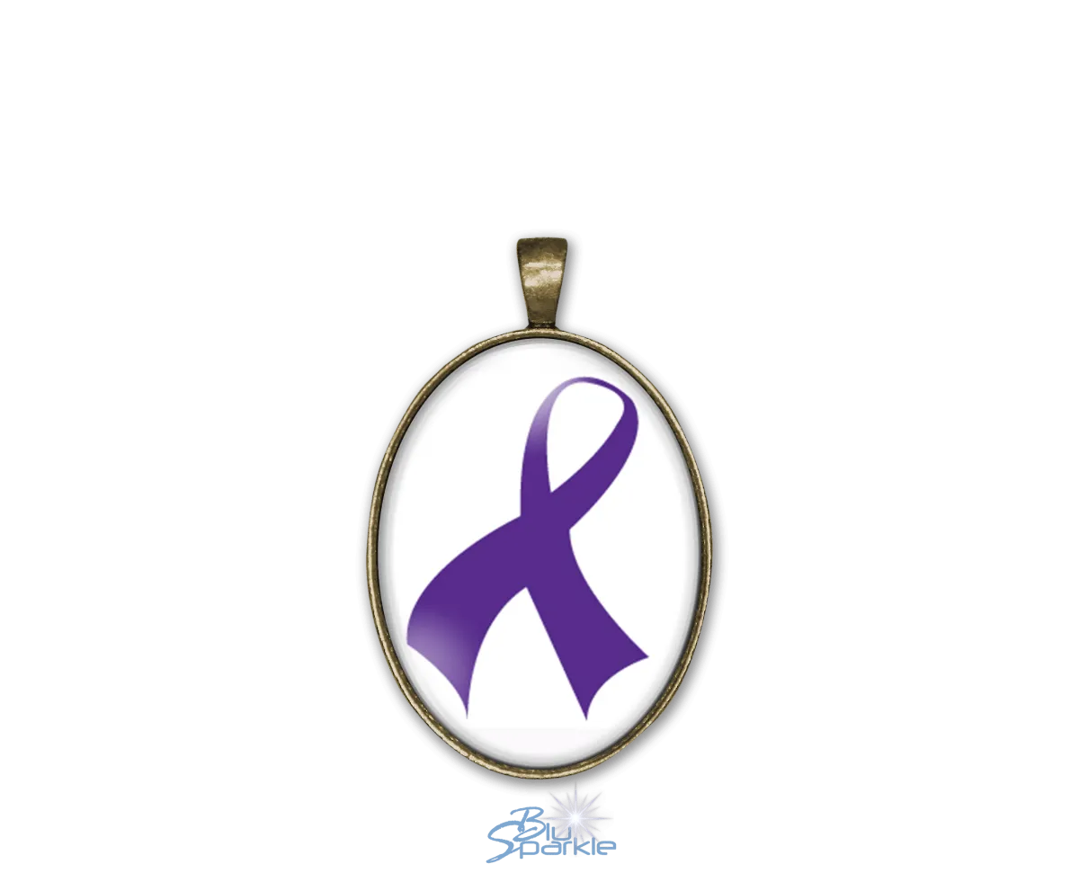 Awareness Ribbon - Personalized Oval Pendants