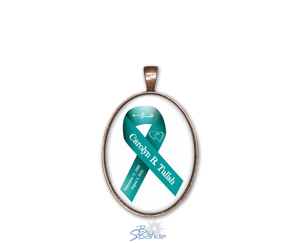 Awareness Ribbon - Personalized Oval Pendants