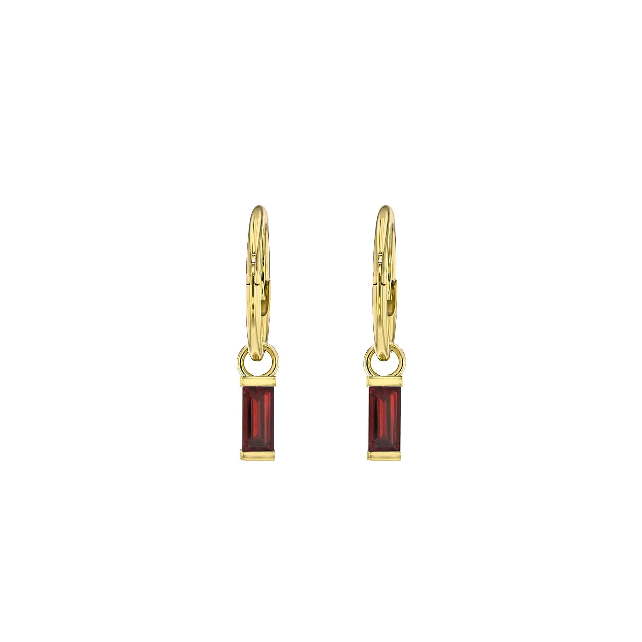 Baguette Garnet Sleeper Earrings