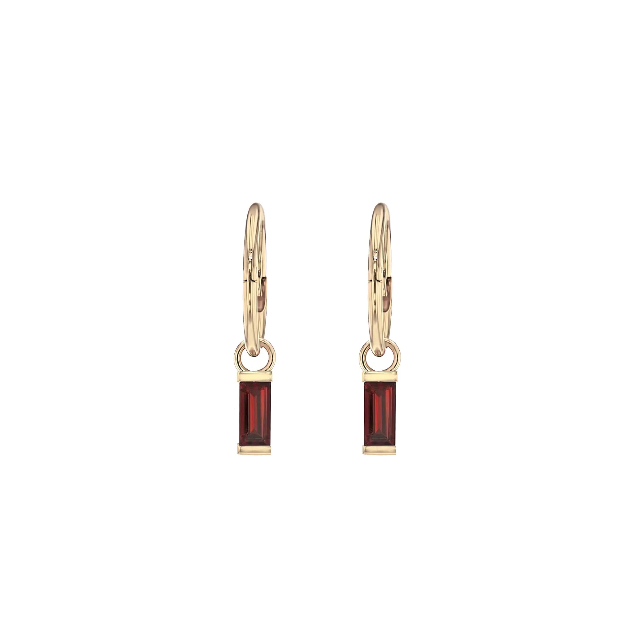 Baguette Garnet Sleeper Earrings