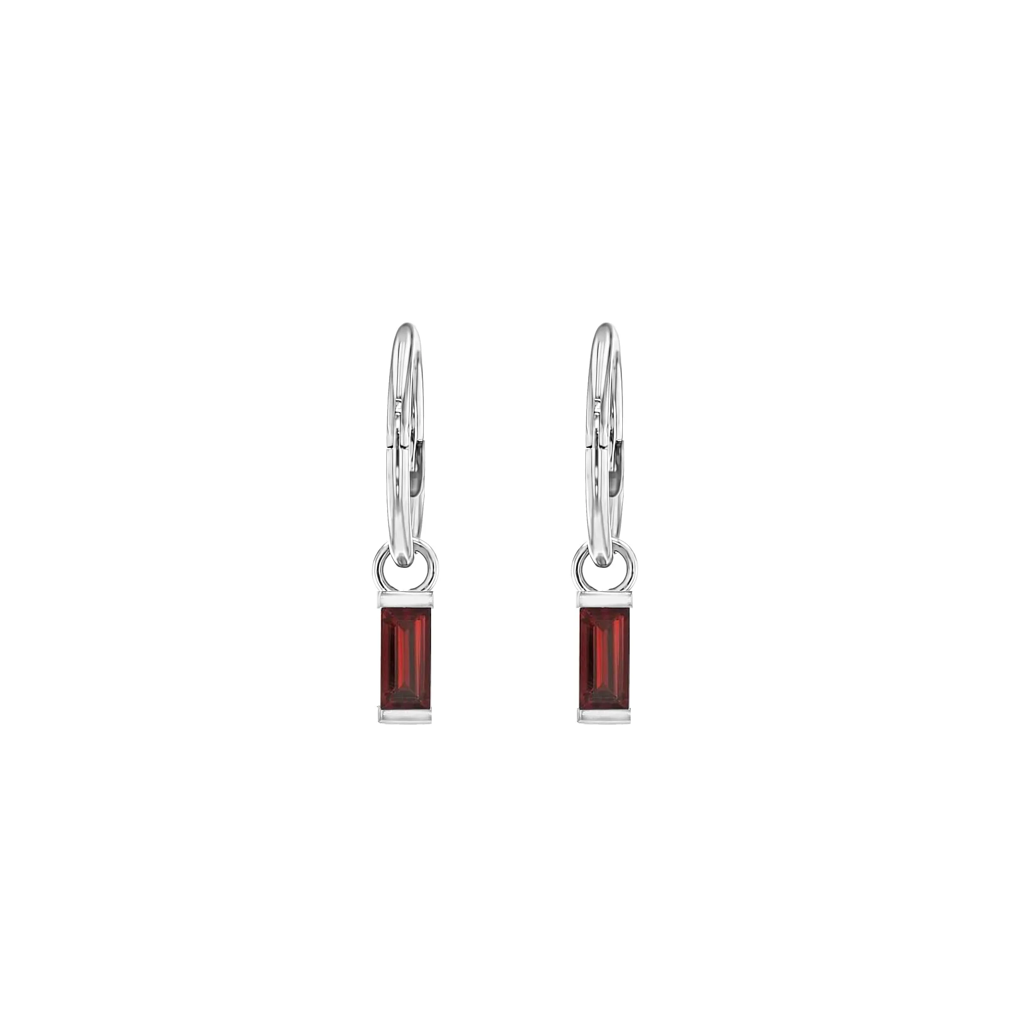 Baguette Garnet Sleeper Earrings