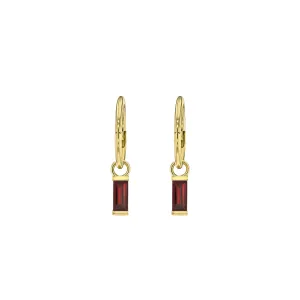 Baguette Garnet Sleeper Earrings