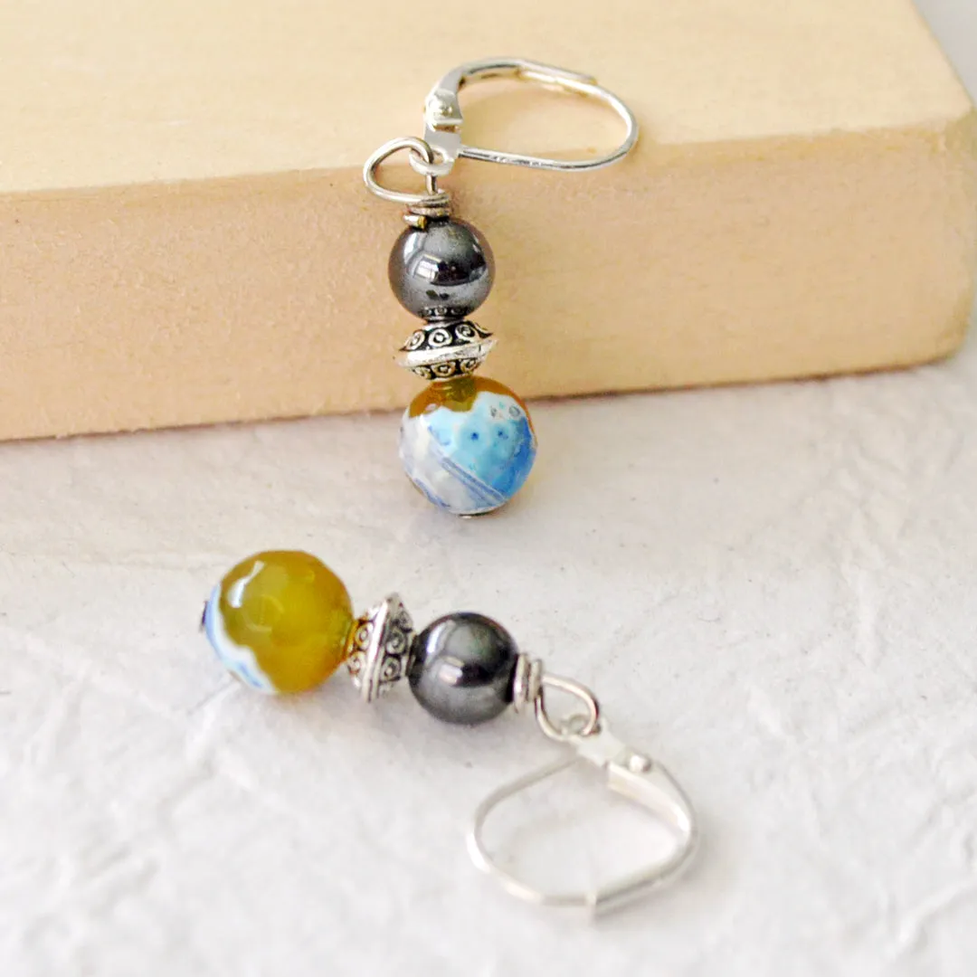 Black Hematite & Gemstone Magnetic Health Earrings