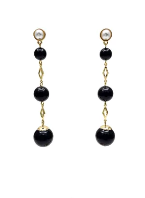 Black Obsidian Dangle Earrings NE006