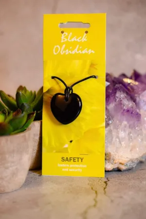 Black Obsidian Gemstone Healing Pendant for Safety