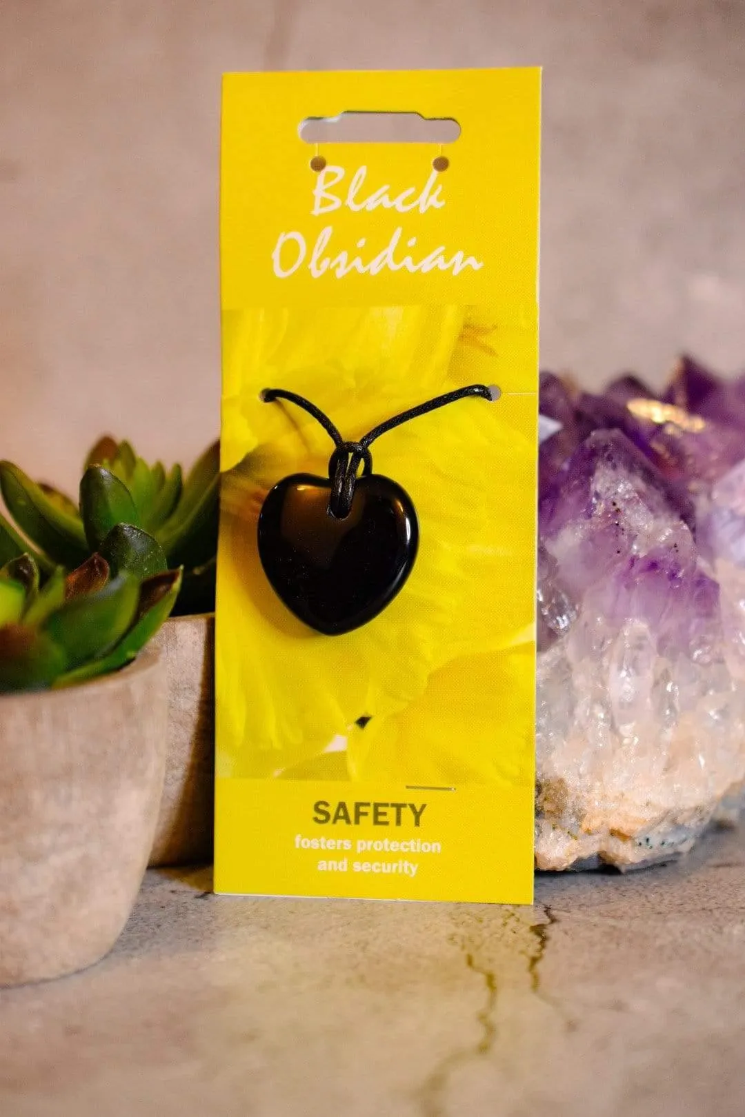 Black Obsidian Gemstone Healing Pendant for Safety